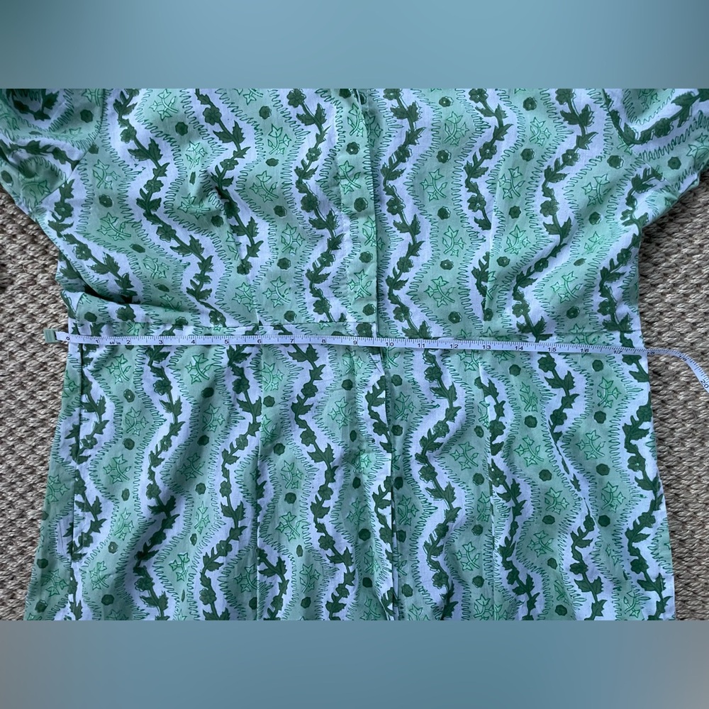 Julia Amory Green Block Print Patterned midi Maxi Shirt Dress size Large - Picture 6 of 7